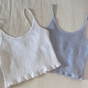 White & Blue Hollister Smocked Tank Tops *BUNDLE